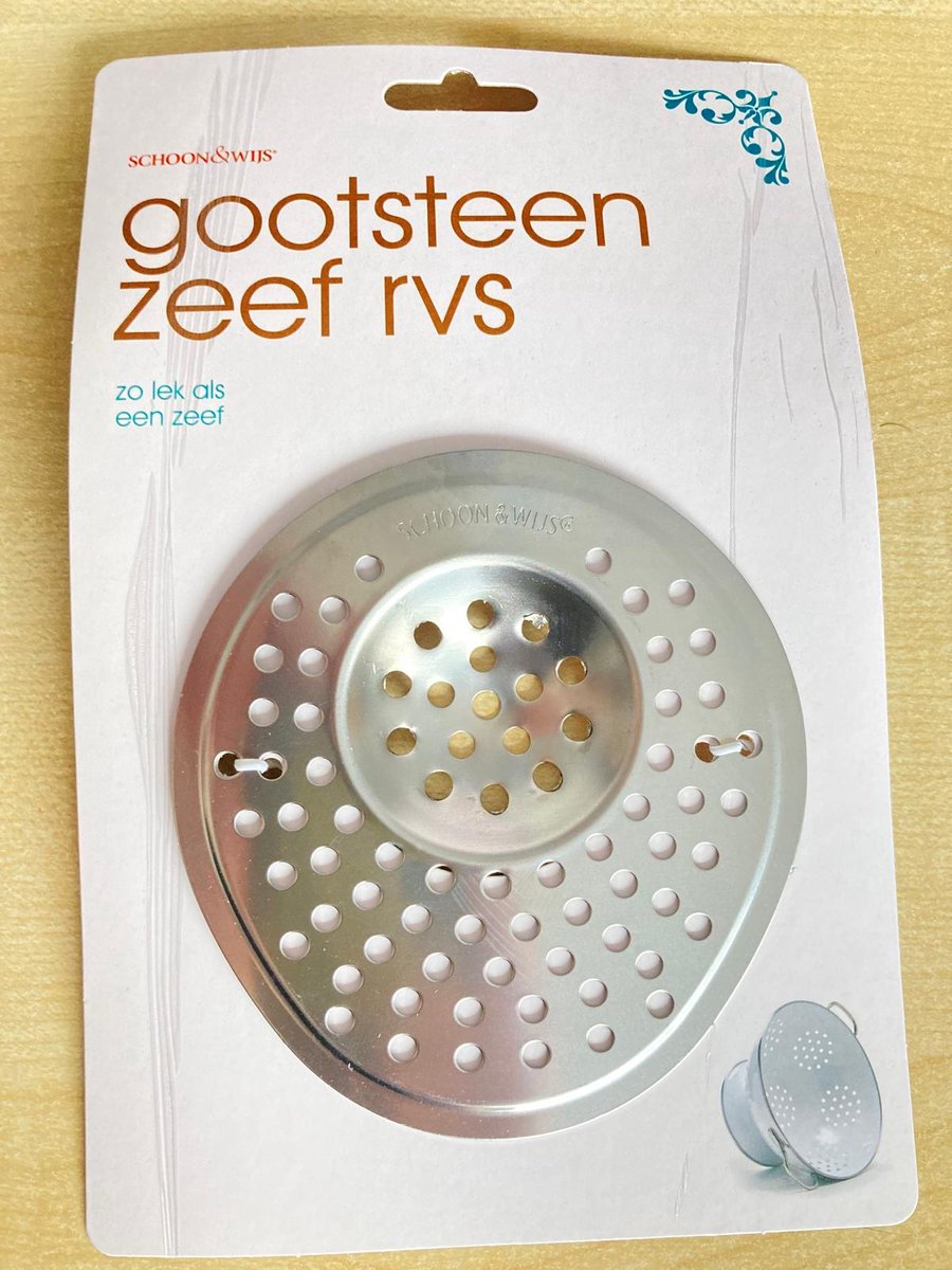Goedkoopste Gootsteen zeef RVS buitenmaat 7.5 cm binnenmaat 4.5 cm met gratis smiley sleutelhanger