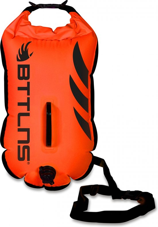 Foto: Bttlns zwemboei voor openwaterzwemmen zwem boei met drybag compact formaat dubbel gelaagd nylon 20 liter amphitrite 2 0 oranje