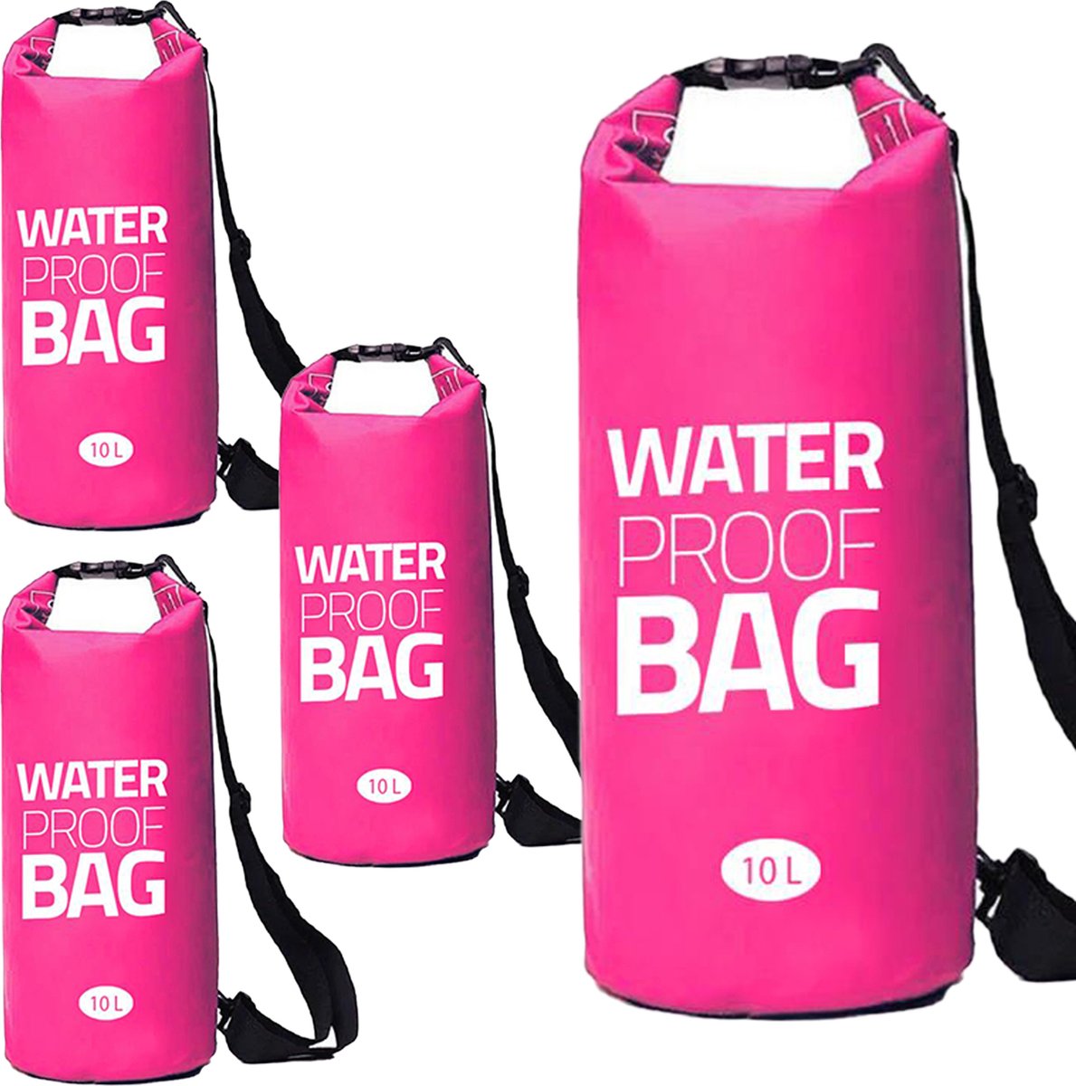Eurocatch - Waterdichte - Dry Bag - Duffel Bag - Waterdichte Tas - Roze - 10 liter - 4 Stuks