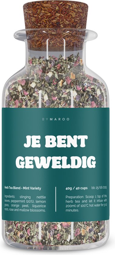 Foto: By maroo thee cadeau je bent geweldig kruidenthee in glazen theepot theedoos bedankt voor man vrouw geschenkset vrouwen moeder vader vriendin zus oma mama papa