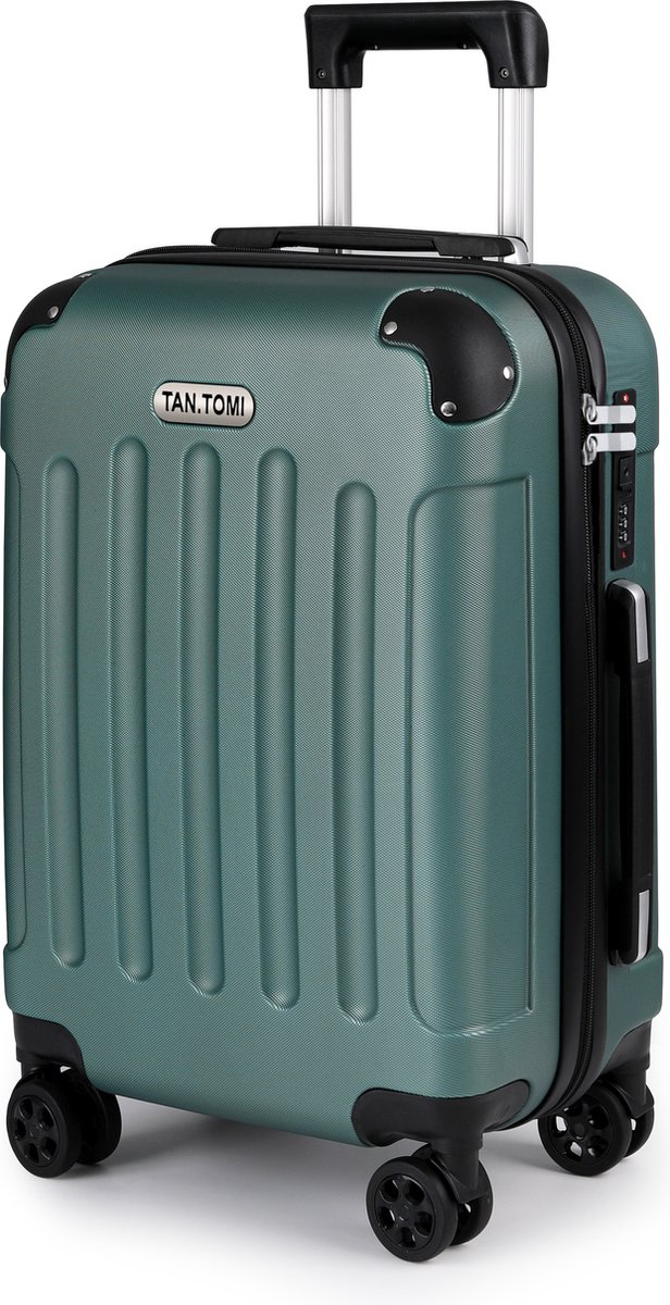 TAN.TOMI Handbagage Koffer - Reiskoffer - 41L - Cijferslot - Lichtgewicht - Trolley - 56x38x22cm - Donkergroen