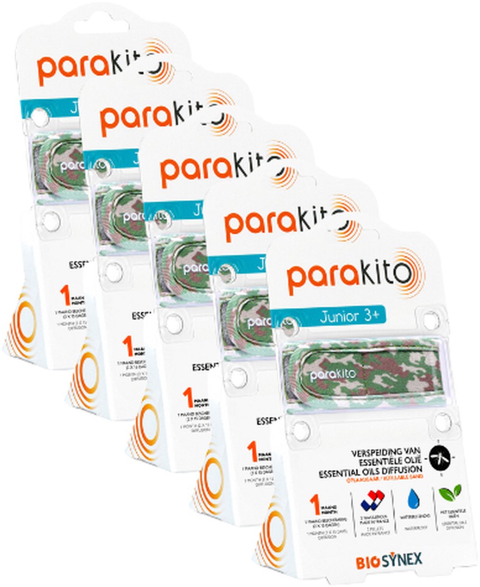 Goedkoopste Parakito Oplaadbare Anti-Muggen Armband Junior Camouflage x 5 - Navulbaar - Langdurige Bescherming - Insectenwerend