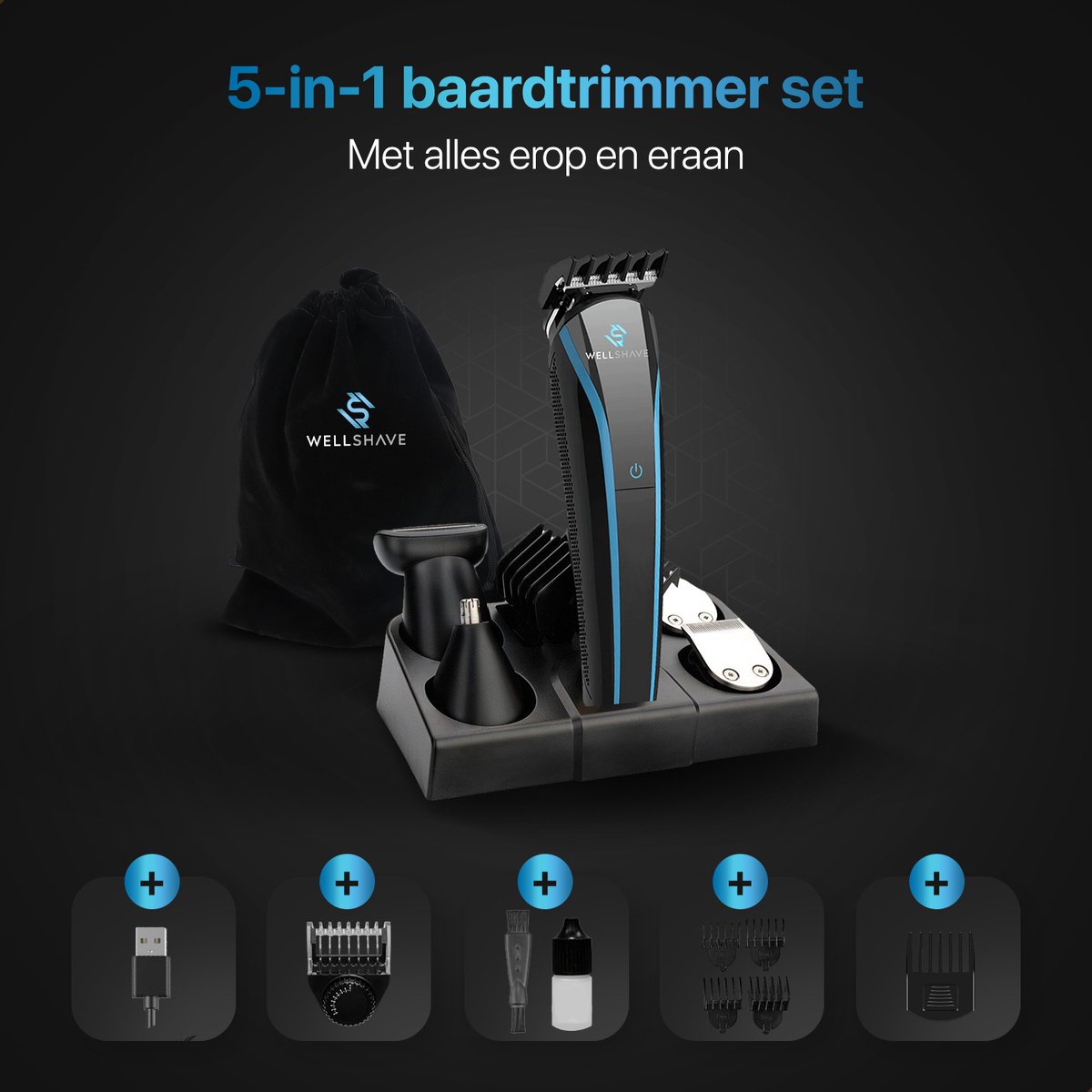 Wellshave 5 in 1 Baardtrimmer Mannen V2 thumbnail 5