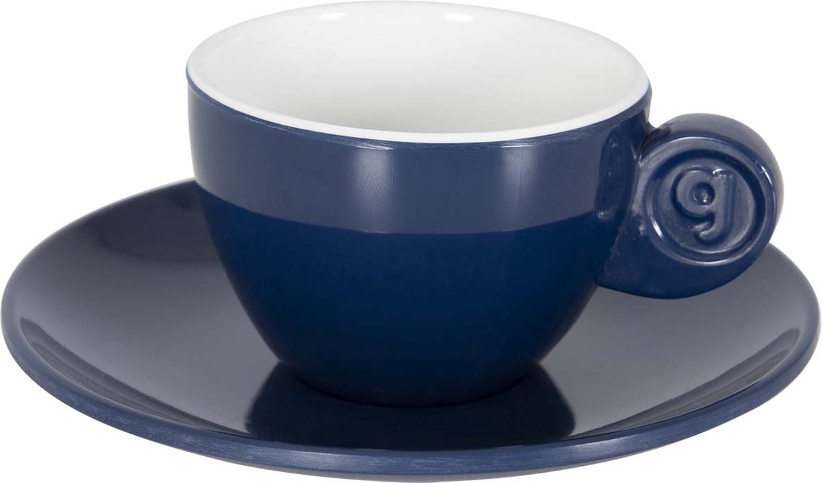 Gimex - solid line - espresso set - blauw & wit - 85 ml - 2 pieces