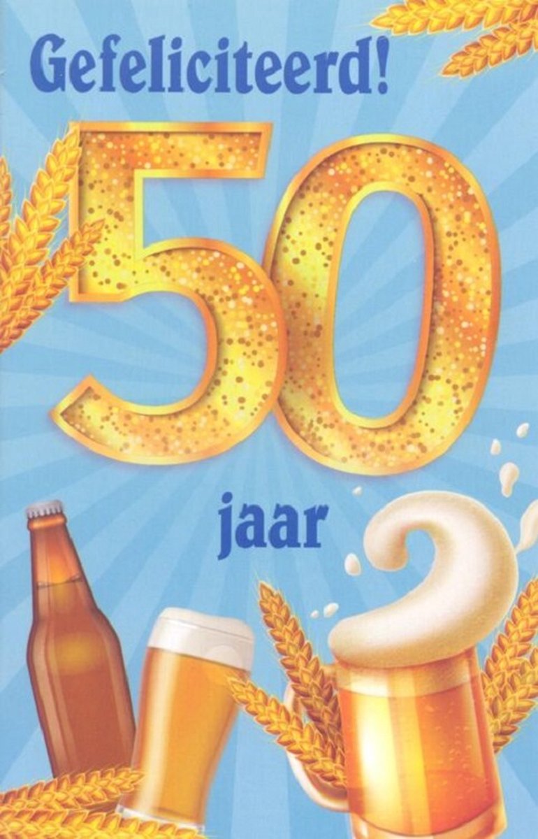 Wenskaart Gefeliciteerd 50 jaar - D14400 - Luxe verjaardagskaart - 12x17cm - Gevouwen Wenskaart inclusief envelop - Leeftijdskaart