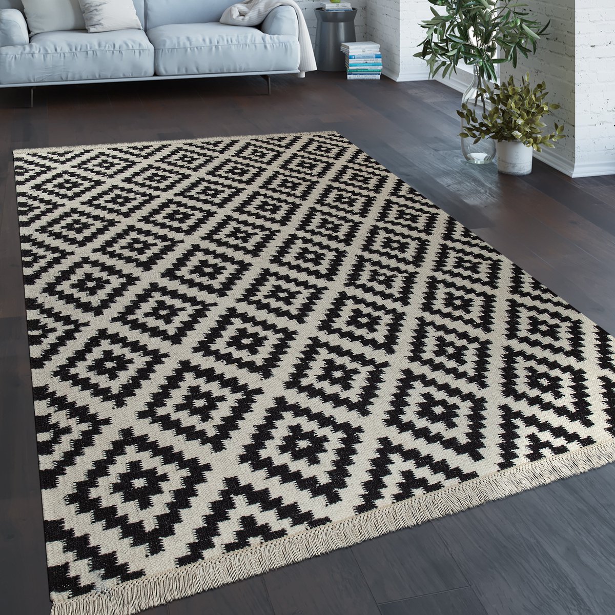 Dutchbone Hampton vloerkleed 160x230 blauw