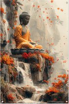 Posters Bouddha - Poster de jardin statue - Poster de jardin Cascade - Décoration de clôture - Poster de jardin - Décoration de Jardin pour extérieur Poster de jardin 60x90 cm