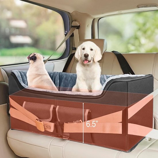Siège Auto Pour Chien Stable Avec Harnais - Pour Chiens Jusqu'à 35 Lbs, Tissu Oxford, Lavable, Poches De Rangement