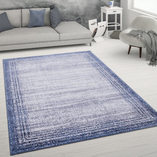 Paco Home Vloerkleed Woonkamer Laagpolig Patroon Abstract Patroon Geometrisch Gegolfd Patroon, Maat:230x320 cm, Kleur:Grijs 2