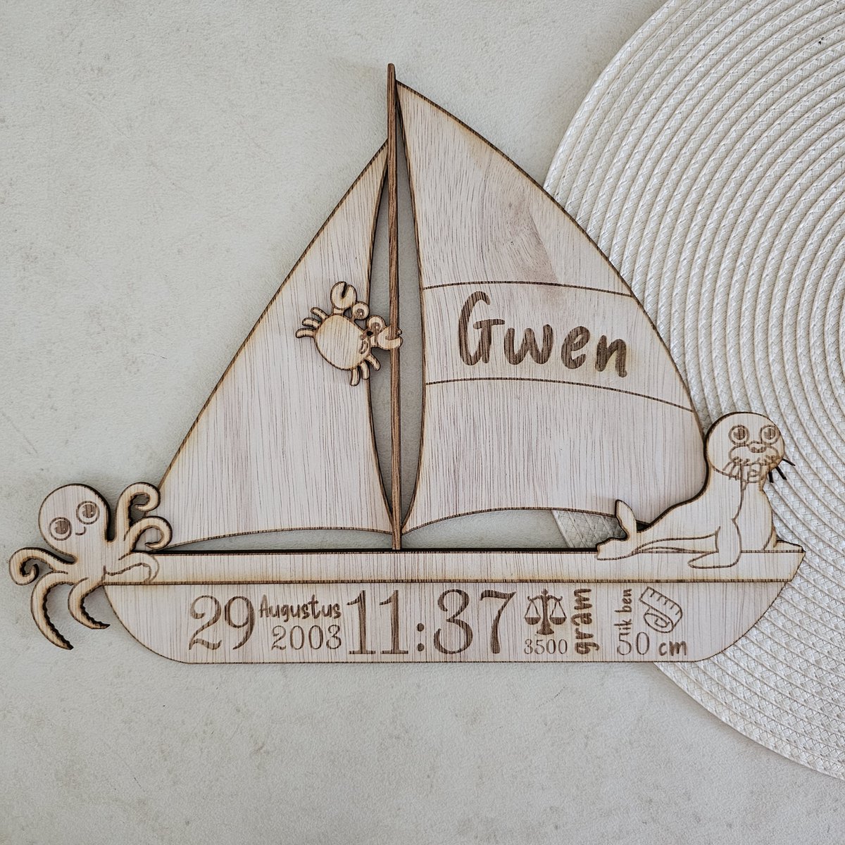 Goedkoopste Houten gepersonaliseerde geboortebordjes - kraamcadeau - babyshower - cadeautip - geboorte