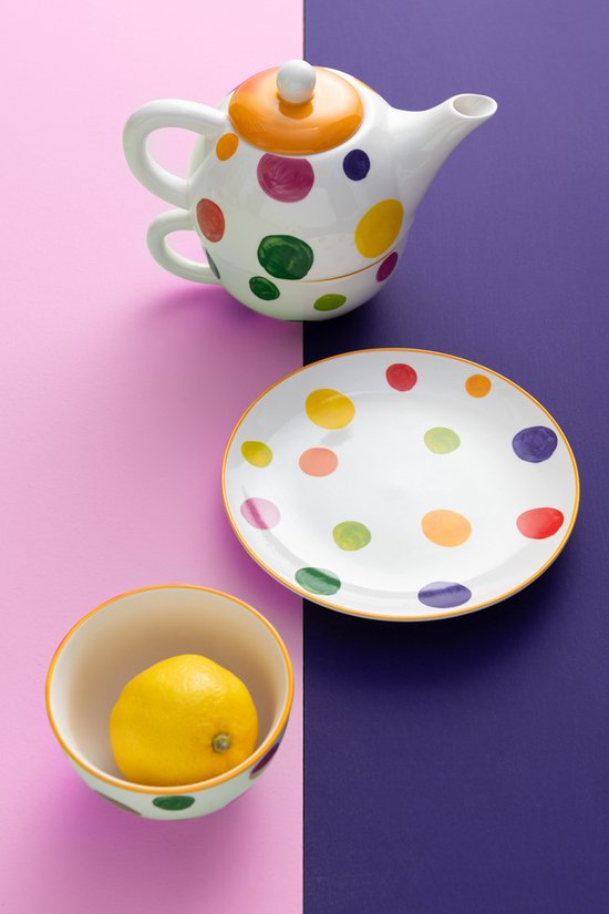 J-Line tasse + théière 'Tea For One' Ligne - porcelaine - mix - boîte cadeau