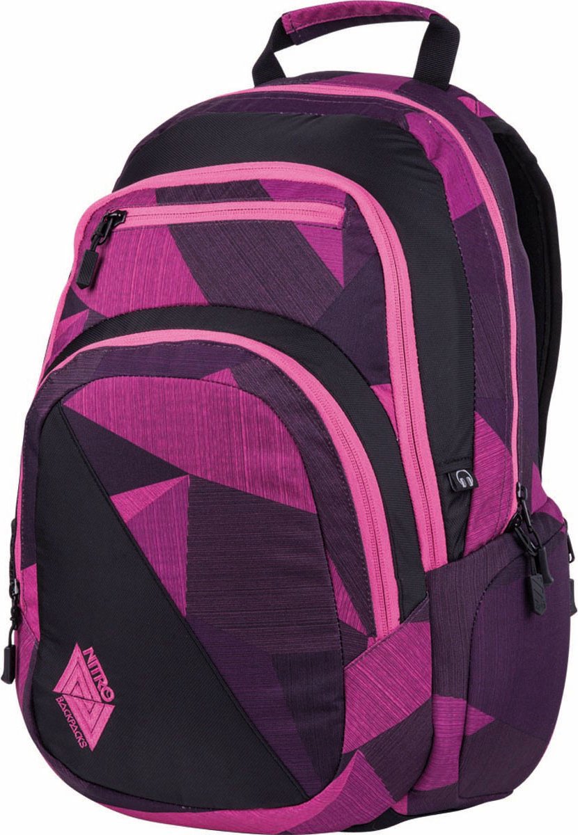 NITRO Laptop rugzak Rugzak met laptopvak Daypacker Collection Stash 29 Backpack Fragments Purple Roze Veelkleurig