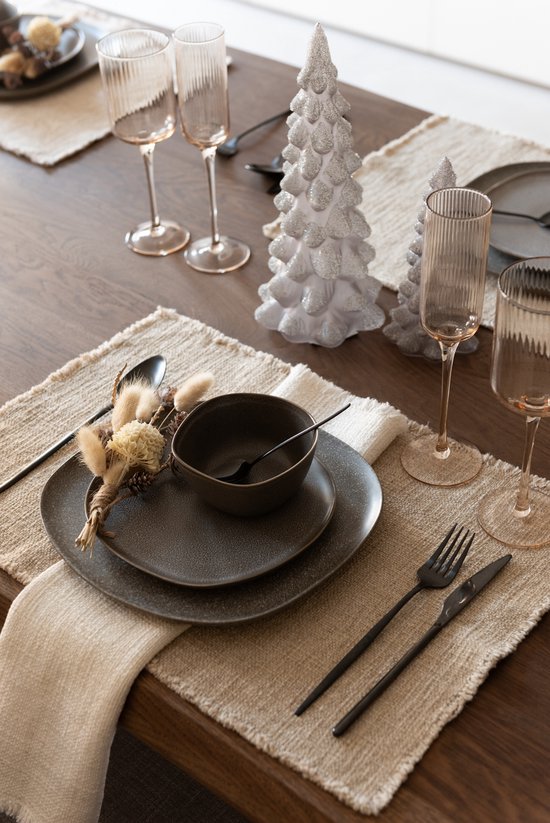 J-Line bord Louise - keramiek - bruin - large - 4 stuks