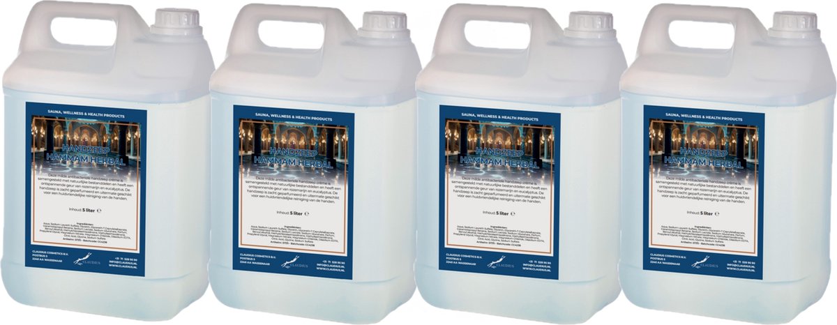 Goedkoopste Handzeep Hammam Herbal 5 liter - set van 4 stuks - navulling - Voordeelverpakking