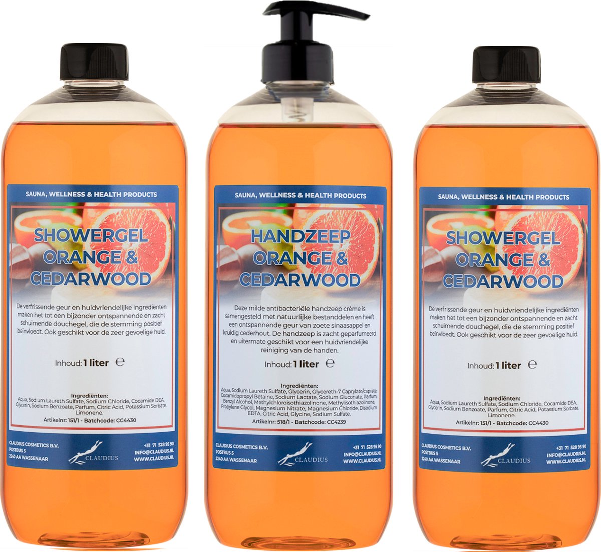Goedkoopste Handzeep Sweet Orange & Cedarwood 1 liter - met gratis pomp - set van 3 stuks