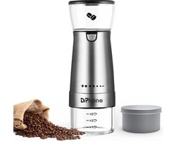 DrPhone AromaCraft – Metalen Koffie Maler Met 5 Maalniveaus – Oplaadbare Maler – Draadloos – Electrische Koffiemolen - Zilver
