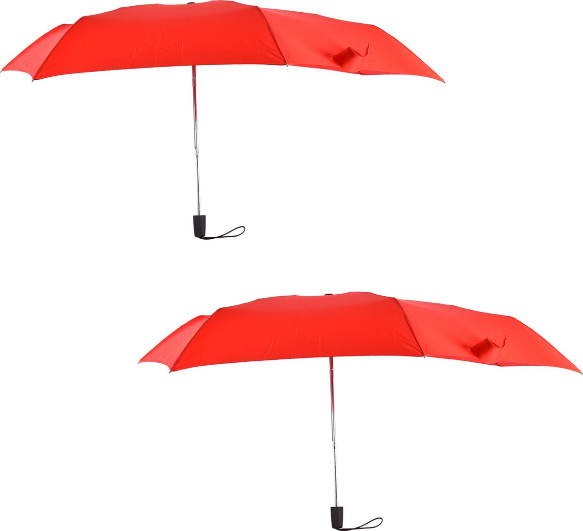 Set van 2 Stormbestendige Opvouwbare Stormparaplu's - Windproof tot 80km/u - Grote Paraplu - Rood Doek/Zwart Frame - Stevig Aluminium/Fiberglass - Unisex