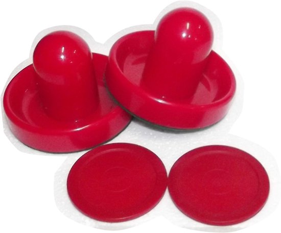 Foto: Toptable voordeelset airhockey red 2 pushers 96mm 2 pucks 63mm