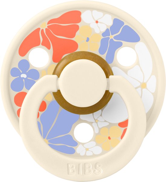 Bibs studio fopspenen maat 1 (0-6 maanden) Set 3 fopspenen + speenzakje - Flower child ivory, Flower child vanilla en Block Ivory/Vanilla van BIBS — afbeelding 3