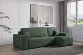 Bol.com Hoekbank Carlos Groen - Hoeksalon Met Bed en Opbergruimte Corduroy Ribstof - Karl hoekzetel Universele lounge links of r... aanbieding