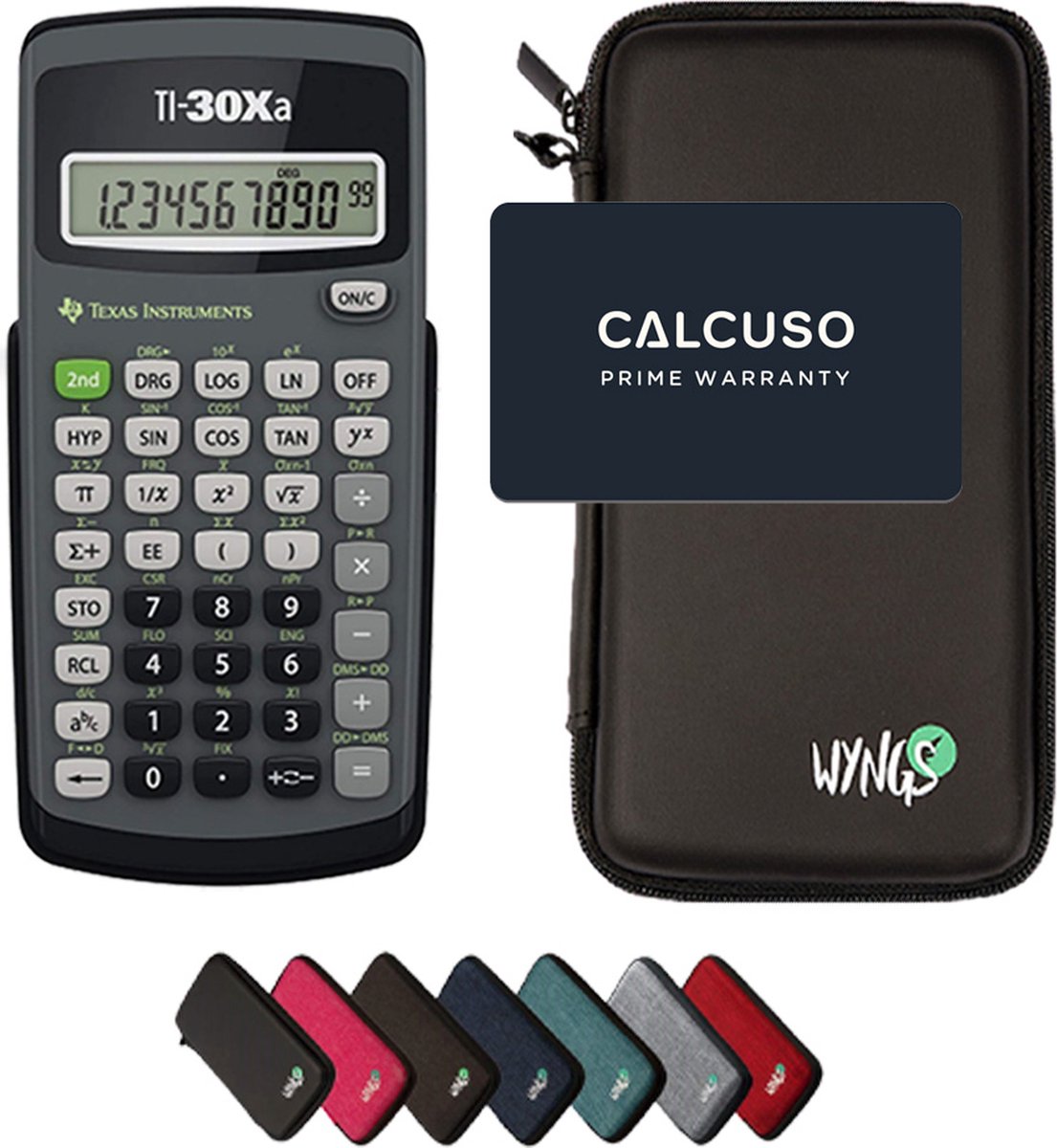 TI-30Xa incl. WYNGS Beschermhoes Zwart - Wetenschappelijke Rekenmachine - Basis Pakket