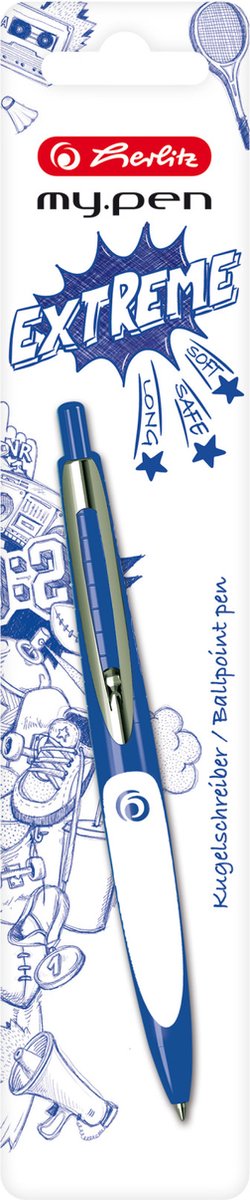 Herlitz my.pen, Clip, Intrekbare balpen met klembevestiging, Navulbaar, Blauw, 1 stuk(s)