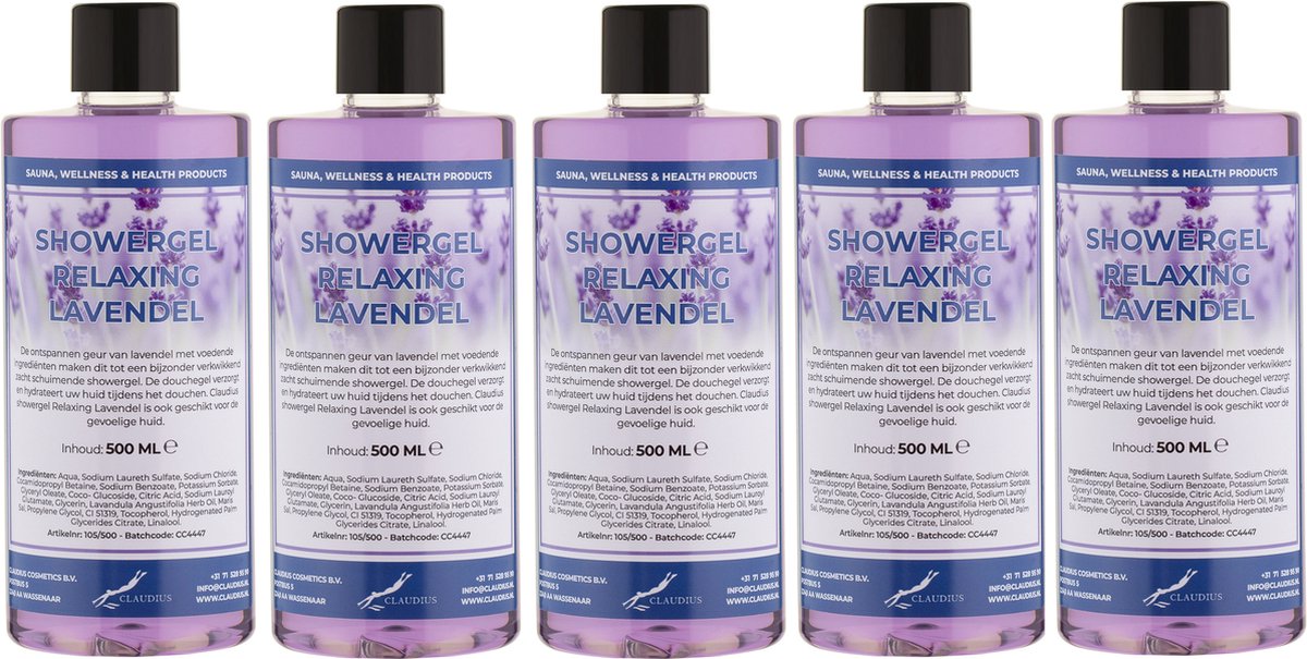 Goedkoopste Douchegel Relaxing Lavendel 500 ml - set van 5 stuks - Showergel