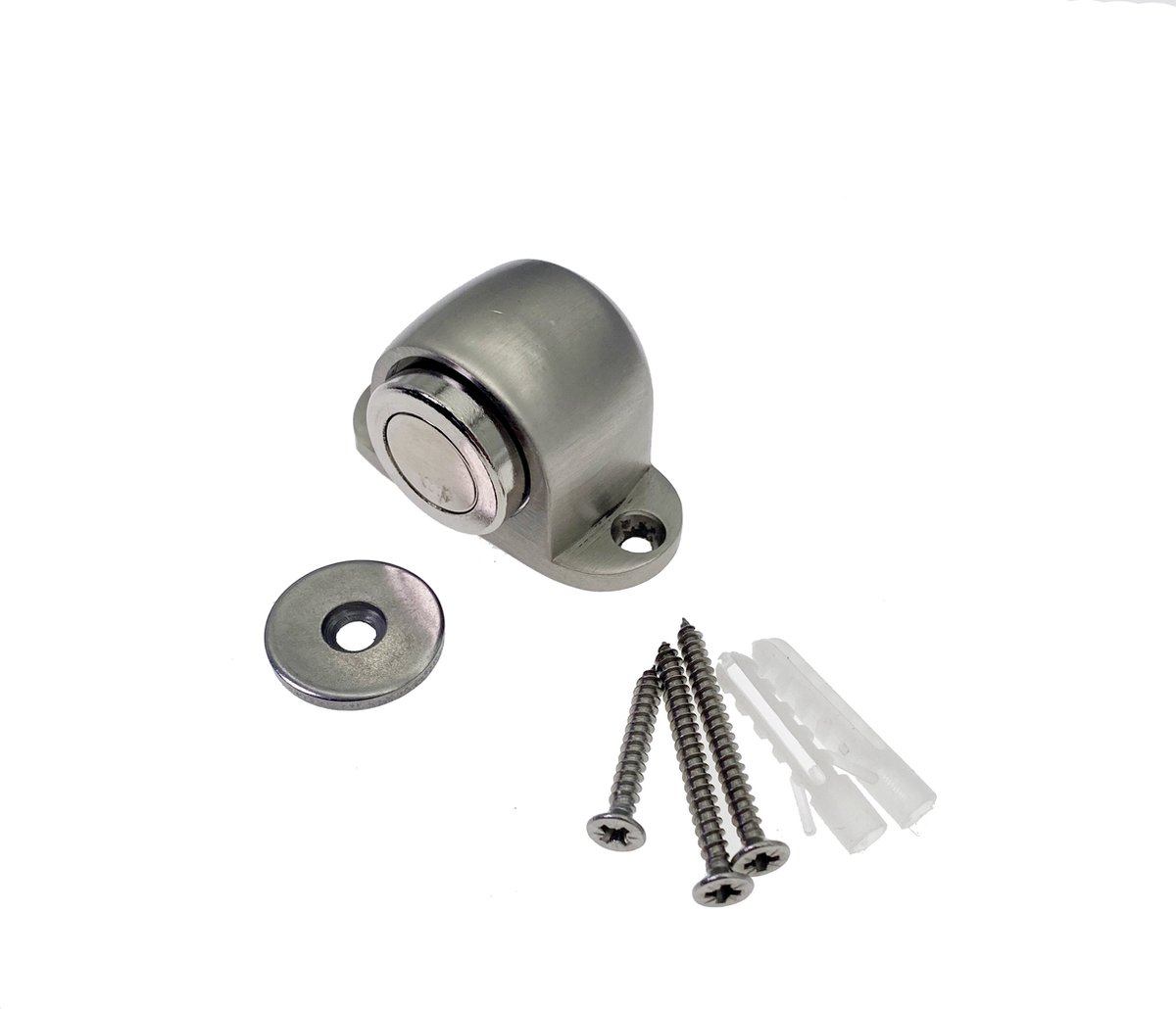 Magnetische deurstopper zilver RVS – Kierr® Magneto Elegant en moderne uitstraling voor binnendeur – deurstop met magneet – voorkomt dichtslaan