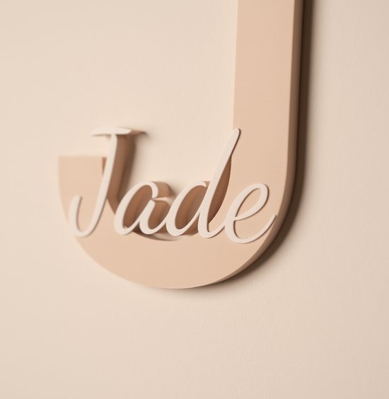 MyNomini - Naambordje kinderkamer gepersonaliseerd met naam - Mat Beige/Wit — afbeelding 3