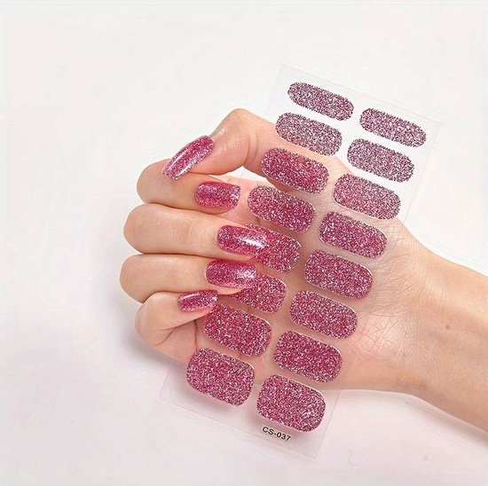 Foto: 16 pcs pink sparkly full cover nail art stickers 16 stuks roze sprankelende volledige nagelkunst stickers zelfklevende nagelstickers self adhesive nail safe nails for mommy s with newborns easy to apply or remove and long lasting art strips