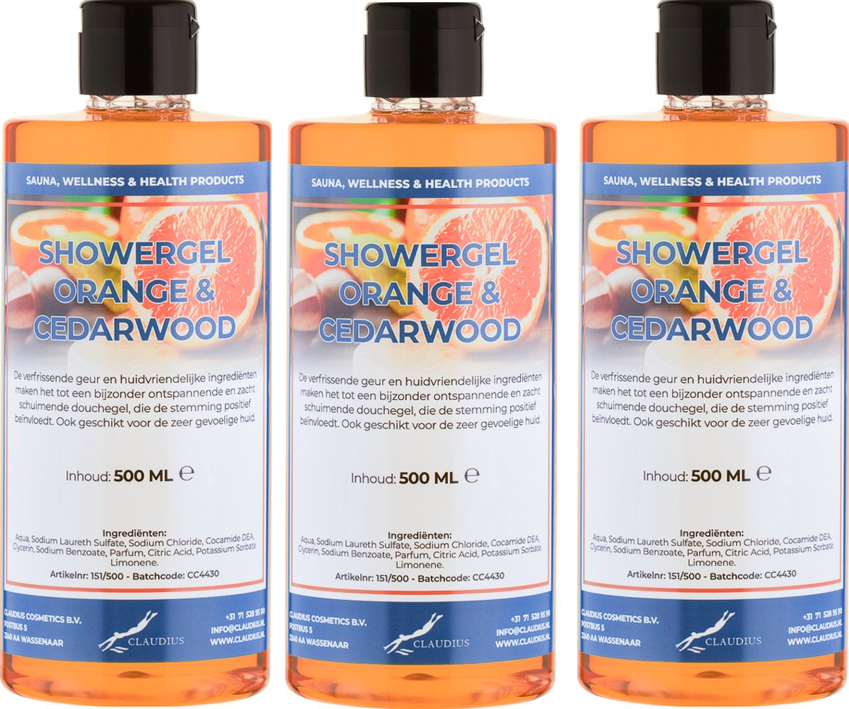 Goedkoopste Douchegel Sweet Orange & Cedarwood 500 ml - met klepdop - set van 3 stuks - Showergel