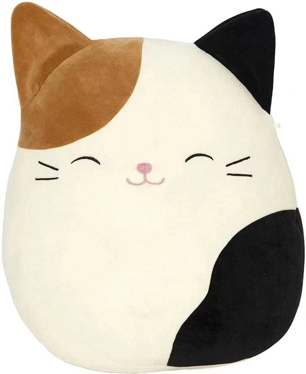 Somstyle Kawaii Knuffel Kat - 18 tot 22 CM - Squishy - Kawaii Kussen - Bruin, Wit & Zwart