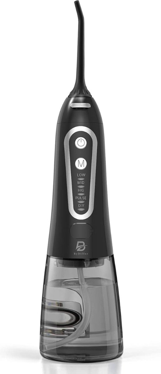 Waterflosser Tandreiniger 300ML 5 Mondstukken USB Oplaadbaar Elektrische Monddouche IPX7 Flosapparaten Lange Batterijduur Draadloze Water Flosser Zwart