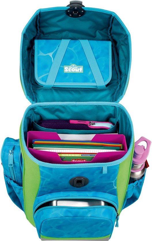 Scout Sac d'école bleu clair jaune fluo pour fille - Basic