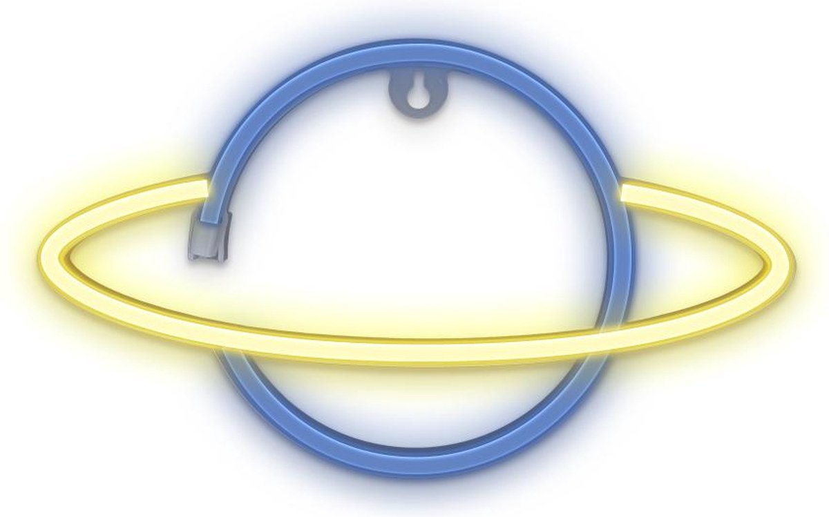 Forever Light Neon LED Light SATURN yellow blue Bat + USB FLNE11 Lichtdecoratie figuur