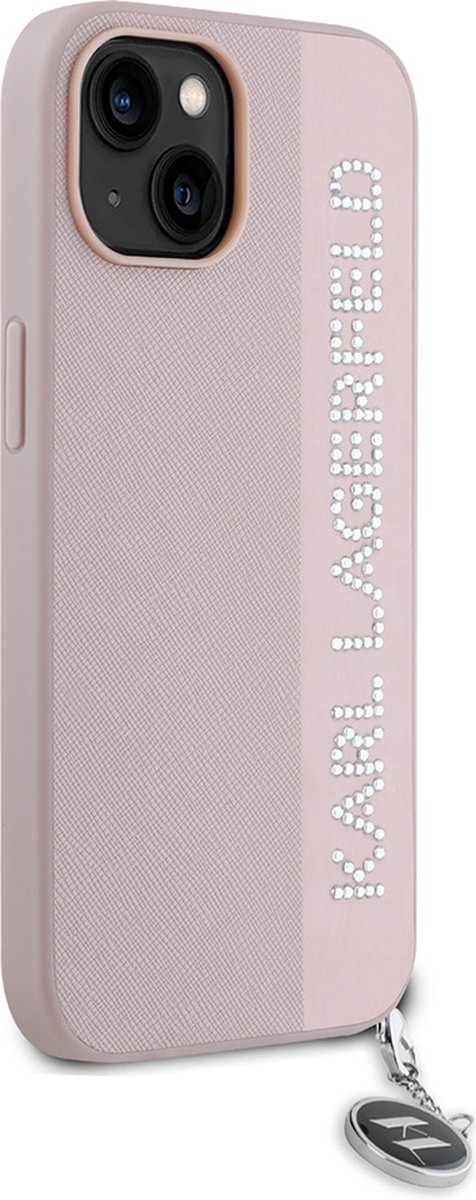 Karl Lagerfeld Backcase hoesje geschikt voor iPhone 14/13 - Effen Roze - Kunstleer
