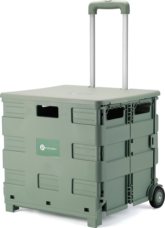 Chariot de courses pliable Packaway XL à roulettes - Caisse de courses - Opbergbox - Chariot de courses - Caisse pliante - 50 Litres - Vert