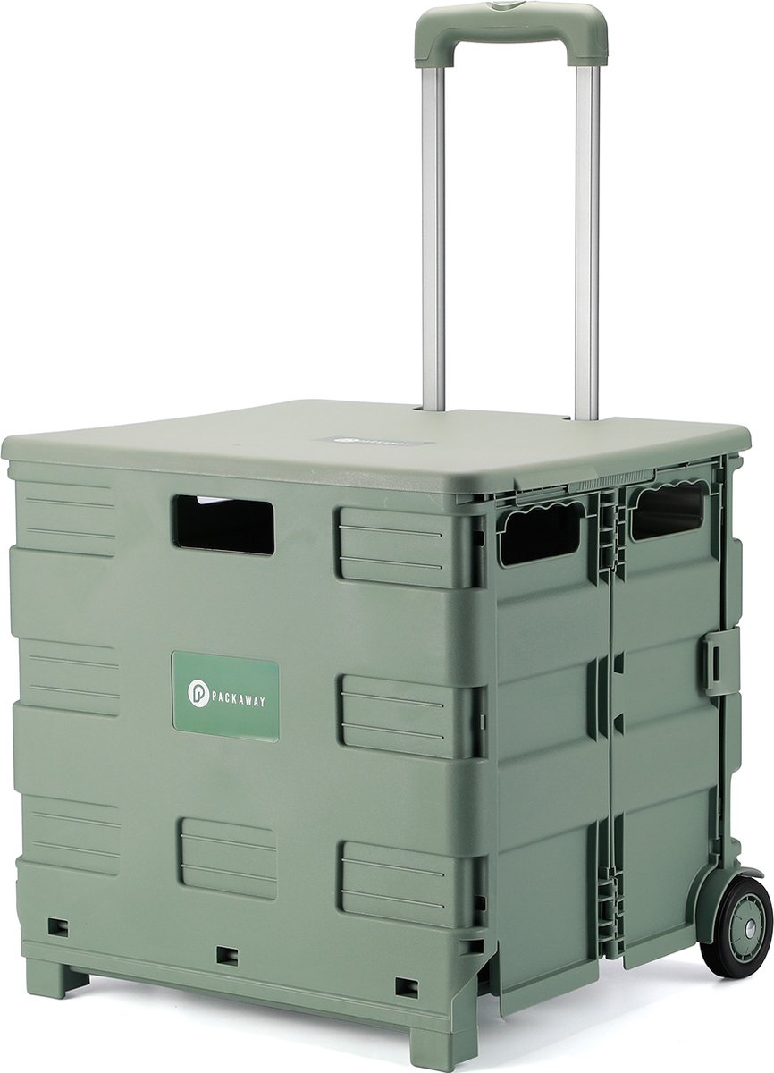 Packaway XL Opvouwbare Boodschappentrolley met wielen - Boodschappenkrat - Opbergbox - Boodschappenwagen - Vouwkrat - 50 Liter - Groen