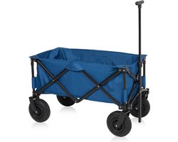 Bolderkar HC-0414 - Bolderwagen met Luchtbanden - Extra stevig harmonicaframe - Inclusief bodemplaat - Opvouwbaar - Met gratis opbergtas - Blauw