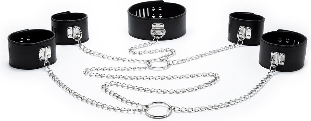 Goedkoopste Fixxx - Boeienset met Collar en Kettingen - PU-Leer - Zwart