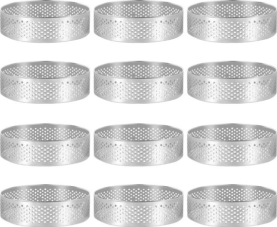 10 stuks ronde taartringen met gaten roestvrij staal fruit cake quiches