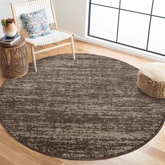 Relax Oslo - Laagpolig Effen Vloerkleed - Rond - Modern Tapijt - Bruin- 200 CM Ø
