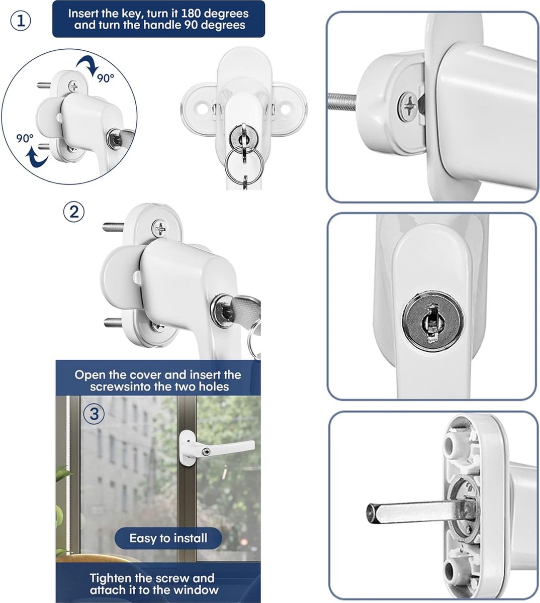 Secumax 807 SKG*® Opbouw Raamslot Wit tbv buitendr ramen en schuifpui