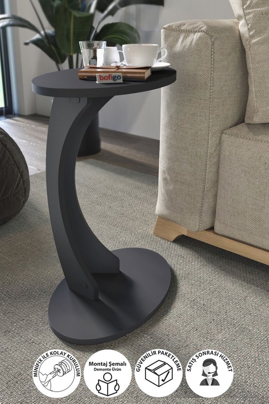 Wiel C Tafel, Ellipse Salontafel,Banktafel, Bijzettafel, Servicetafel,Nesttafel, Antraciet