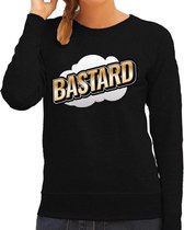 Bastard fun tekst sweater voor dames zwart in 3D effect XS
