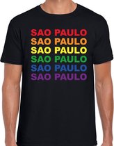 Regenboog Sao Paulo gay pride zwart t-shirt voor heren L
