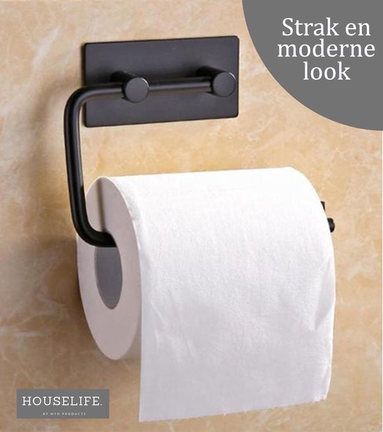 Opa kleurstof pijn WC rolhouder zwart zelfklevend - toiletrolhouder zonder boren - HouseLife |  bol.com