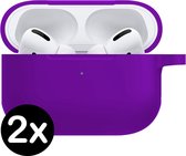 Hoes geschikt voor Apple AirPods Pro Case Siliconen Hoesje - Paars - 2 PACK