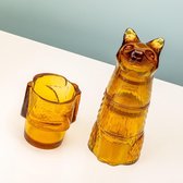 DOIY - Glazenset Kitty Kat - stabelbaar set van 4 - honingbruin