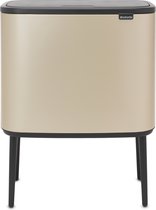 Bol.com Brabantia Bo Touch Bin Prullenbak - 3 x 11 l - Metallic Gold aanbieding